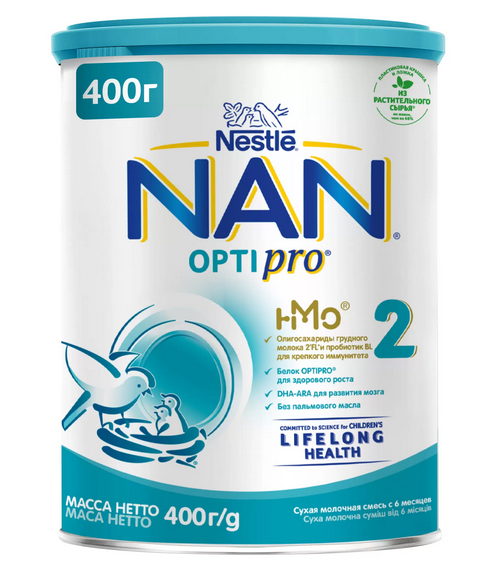 Смесь молочная детская Nan 2 Optipro с 6 до 12 мес, 400 г