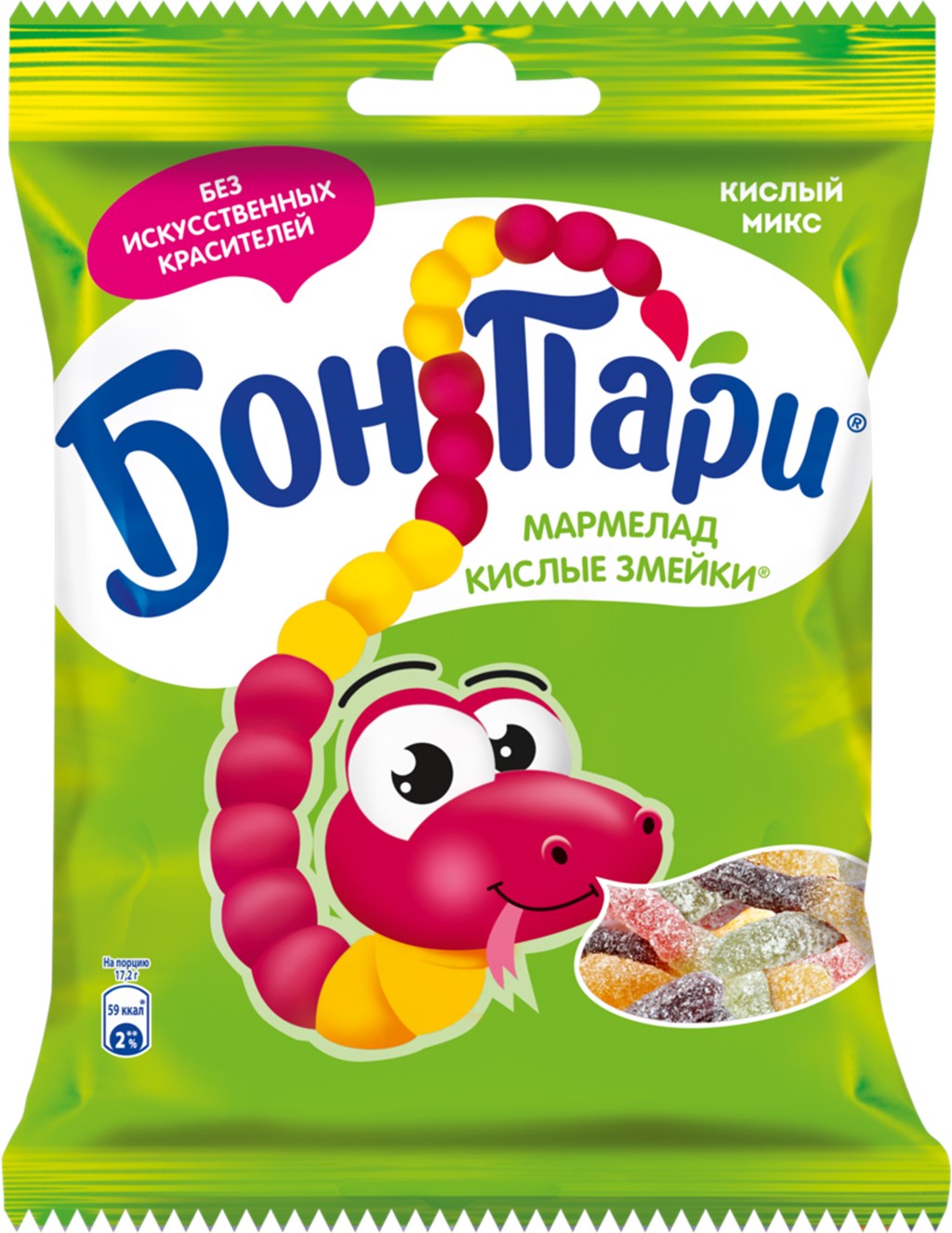 Жевательный мармелад Бон Пари Кислые змейки, 120 г