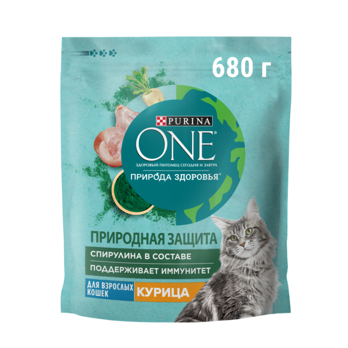 Сухой корм Purina One Природа Здоровья для взрослых кошек с курицей, 680 г