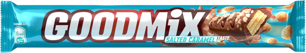 Батончик Goodmix со вкусом соленой карамели, с хрустящей вафлей 44 г