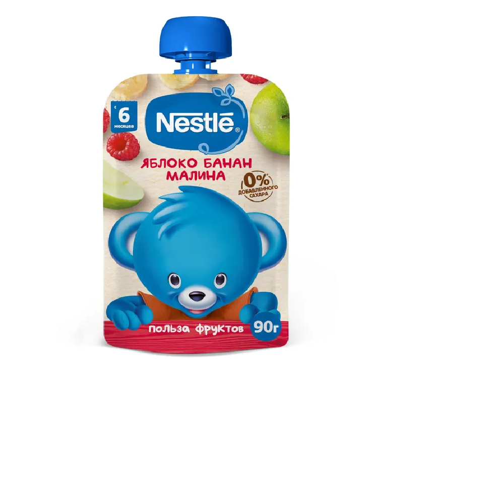 Фруктовое пюре Nestle яблоко-банан-малина, 90 г