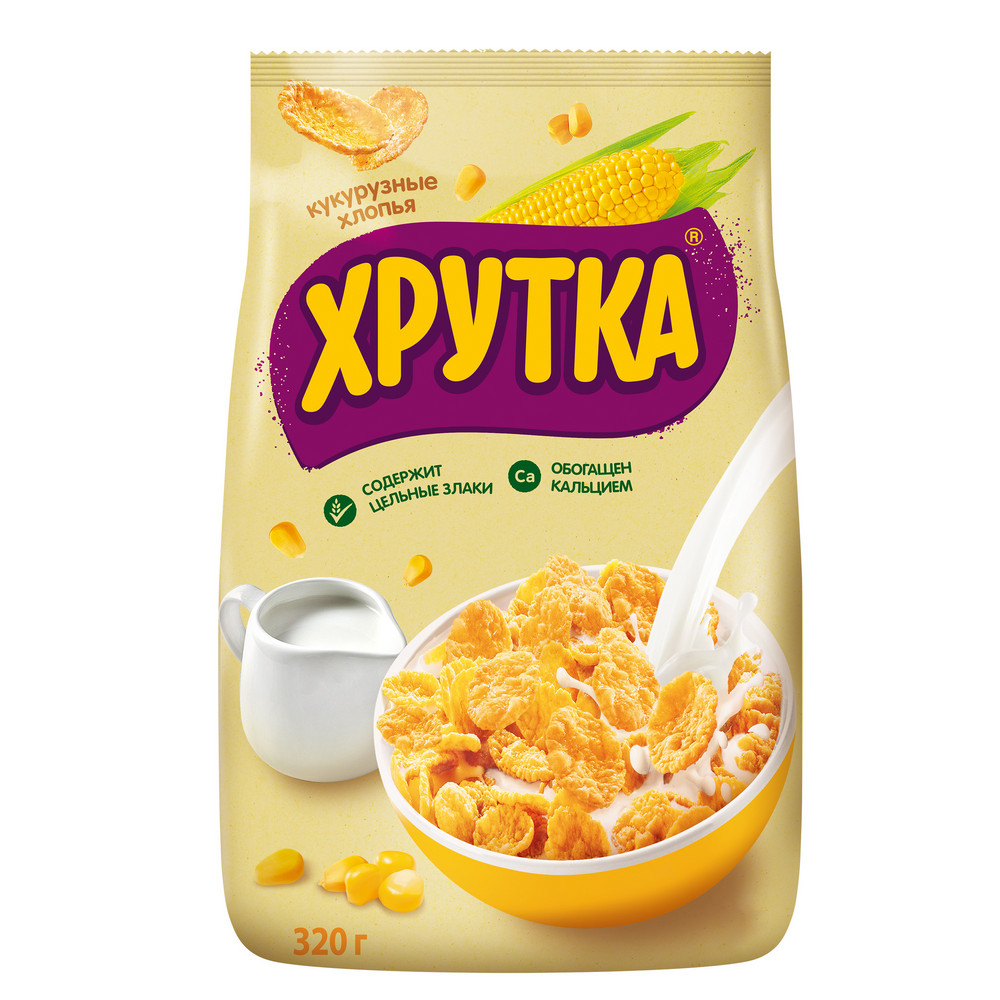  Хлопья Хрутка кукурузные хрустящие, обогащенные кальцием 320г 