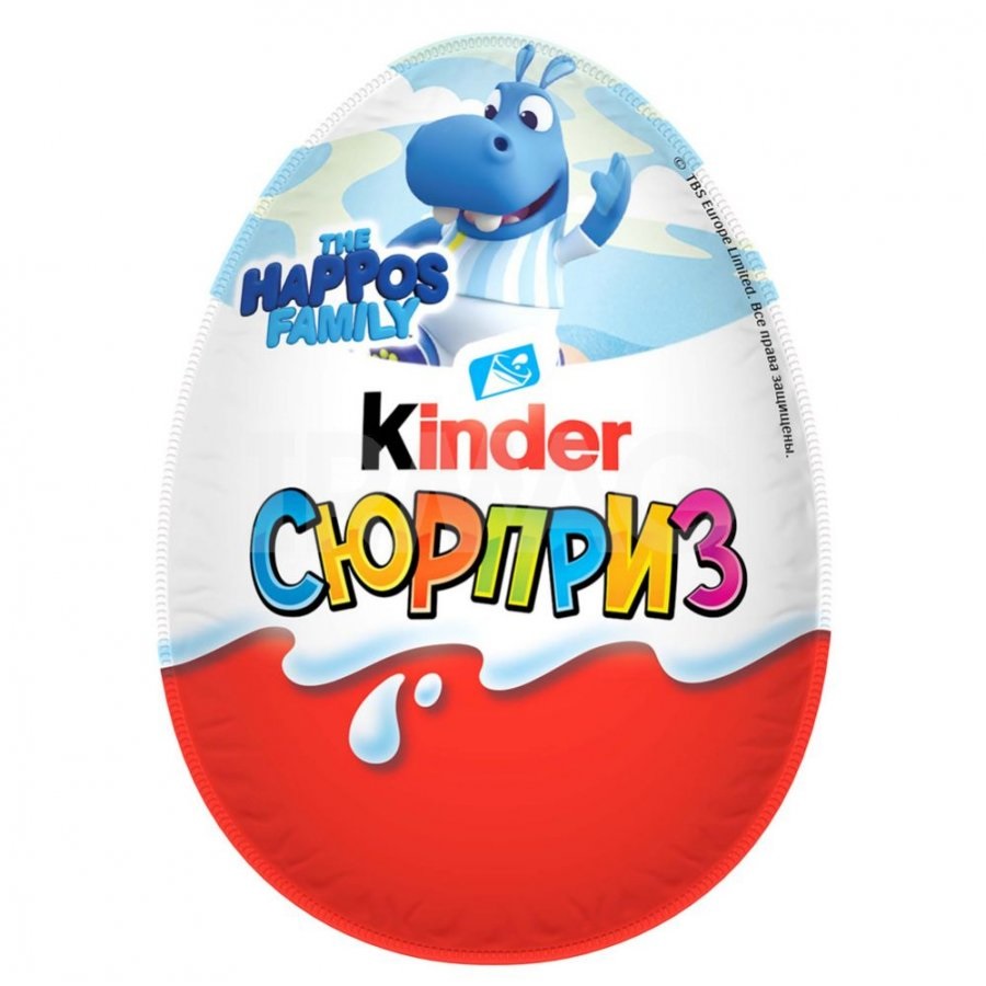 Шоколадное яйцо Kinder Сюрприз из молочного шоколада, Бегемотики, 20 г