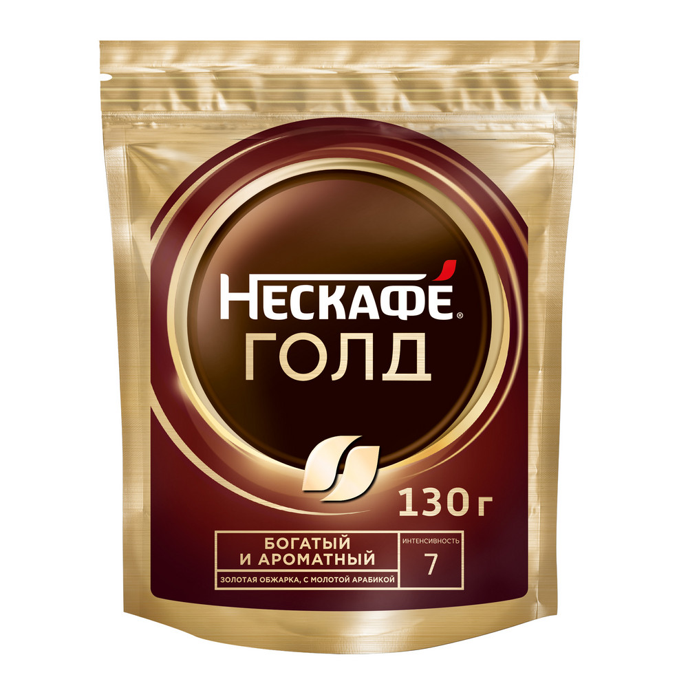 Кофе NESCAFE GOLD Натуральный растворимый с добавлением жареного 130г