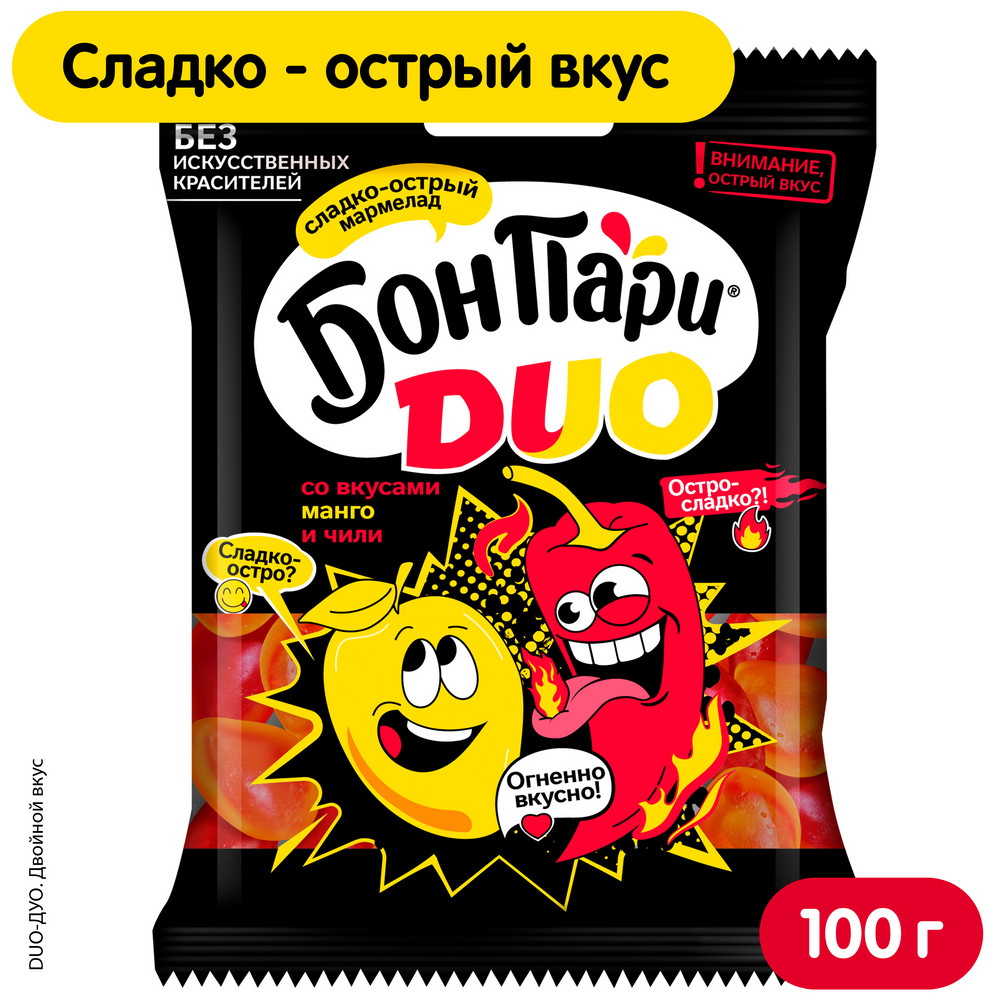 Мармелад жевательный БОН ПАРИ ДУО "Манго и Чили" 100гг