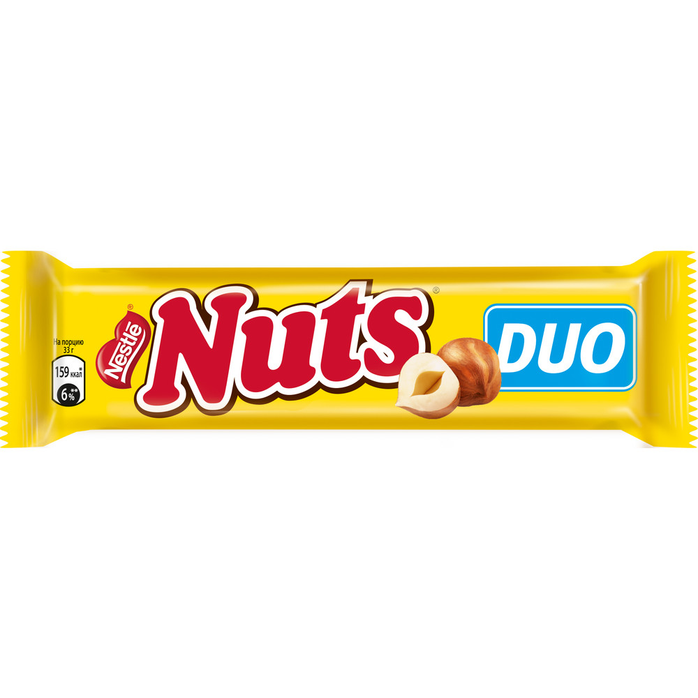 Шоколадный батончик Nuts DUO, 66 г