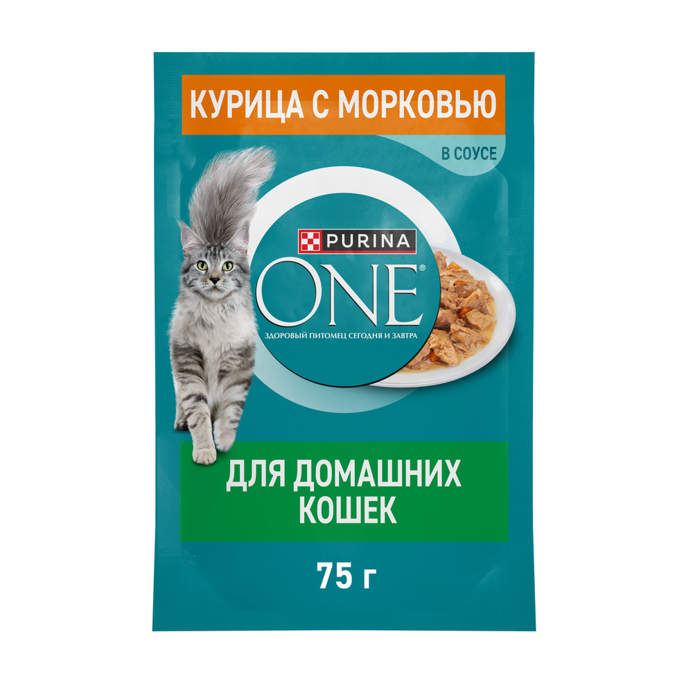 Влажный корм для домашних кошек Purina One с курицей и морковью 75 г
