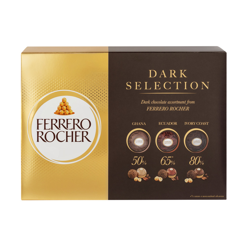 Шоколадные конфеты в коробке Ferrero Rocher Dark Selection, ассорти, 300 г"