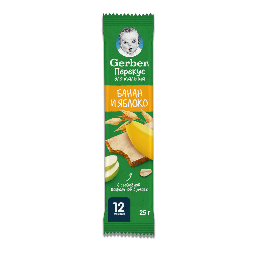 Фруктово-злаковый батончик Gerber с 12 месяцев с яблоком и бананом 25 г