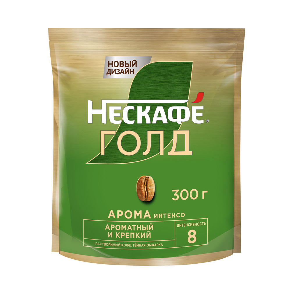 Кофе GOLD AROMA INTENSO Натуральный растворимый с добавлением жареного, 300 г