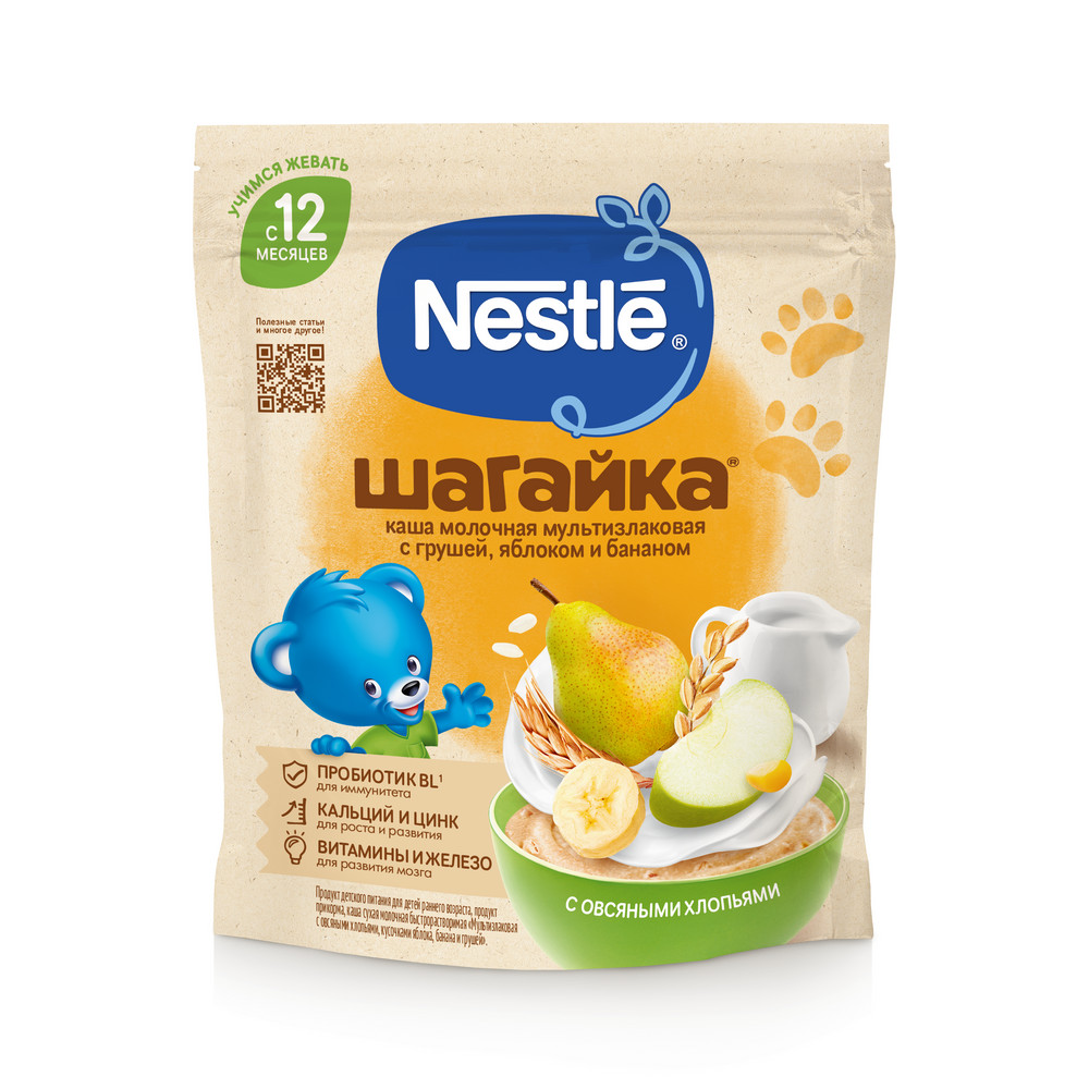 Сухая молочная овсяная каша Nestle с грушей и бананом с 6 месяцев 200 г
