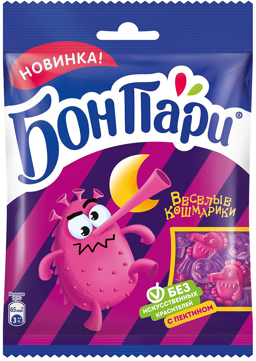 Жевательный мармелад фигурный со вкусом фруктов Веселые Кошмарики Бон Пари    75 г
