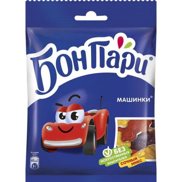 Мармелад Бон Пари Машинки со вкусом фруктов, 75 г