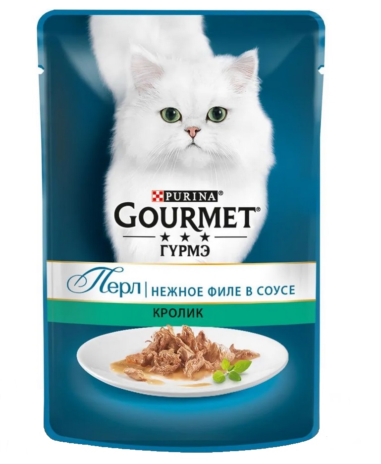 Влажный корм Gourmet Перл Нежное Филе для кошек с кроликом в соусе, 75 г