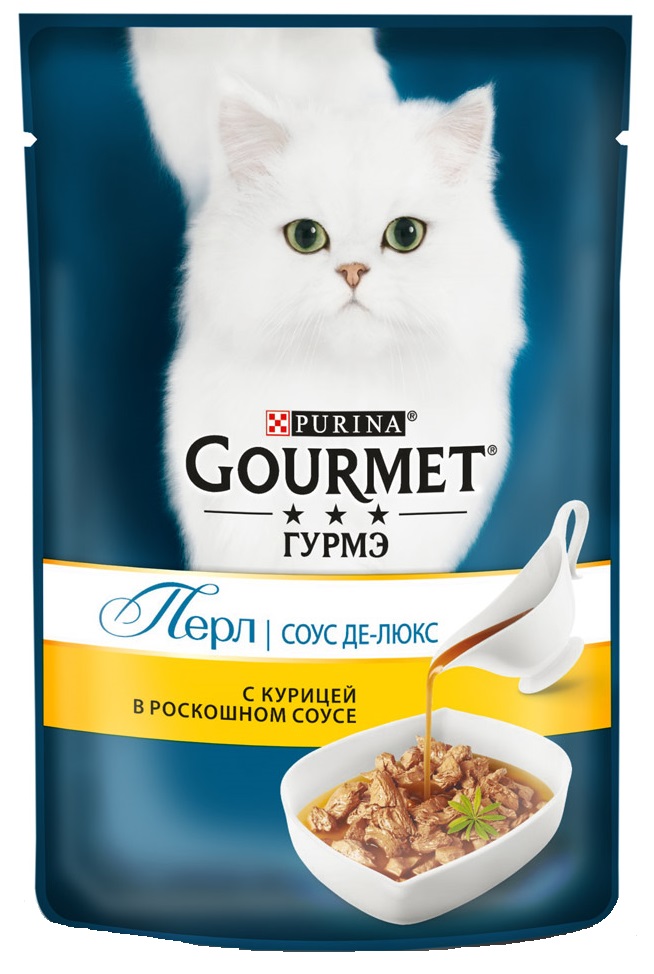 Влажный корм Gourmet Перл Соус Де-люкс для кошек с индейкой в роскошном соусе 75 г