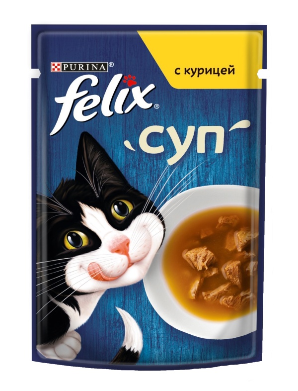 Влажный корм Суп для взрослых кошек Felix с курицей 48 г