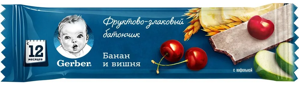 Фруктово-злаковый батончик Gerber Банан Вишня 25 г