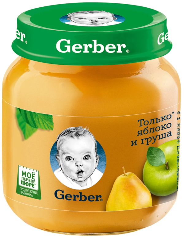 Фруктовое пюре Gerber Только яблоко и груша первая ступень с 5 месяцев 125 г
