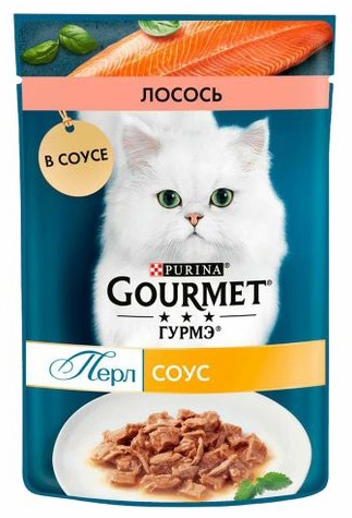 Влажный корм Gourmet Перл Соус для кошек с лососем, 75 г