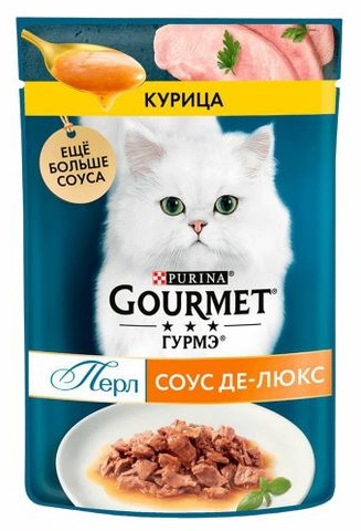 Влажный корм Gourmet Перл Соус Де-Люкс для кошек с курицей, 75 г
