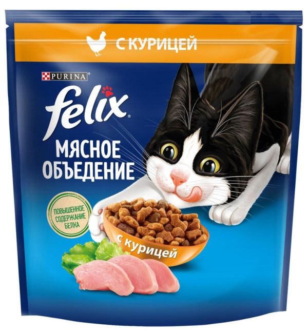 Сухой корм Felix Мясное объедение для кошек с курицей, 10 кг