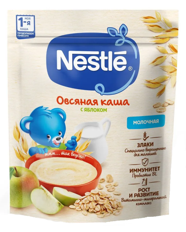 Сухая молочная овсяная каша Nestle с яблоком 200 г