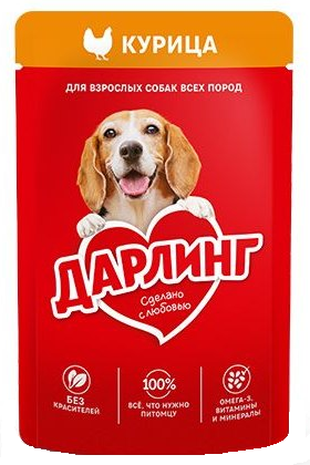 Влажный корм Дарлинг для собак с курицей в подливе, 75 г