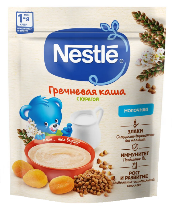 Сухая молочная гречневая Nestle с курагой 200 г
