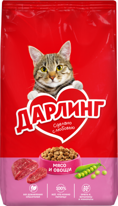 Сухой корм Дарлинг для кошек с мясом и овощами, 15 кг
