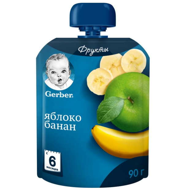 Фруктовое пюре Gerber яблоко-банан, 90 г