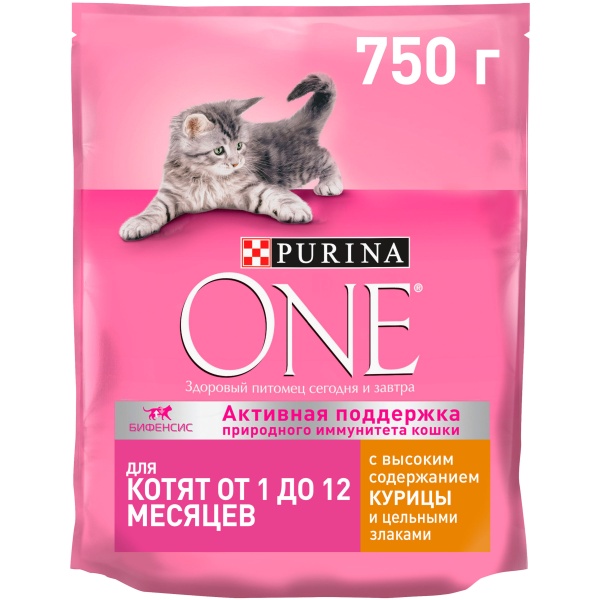 Сухой корм Purina One для котят с курицей и цельными злаками, 750 г
