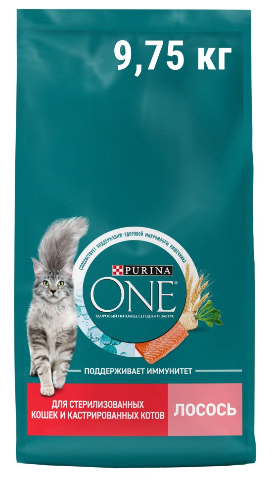Сухой корм Purina One для стерилизованных кошек с лососем и пшеницей, 9,75 кг